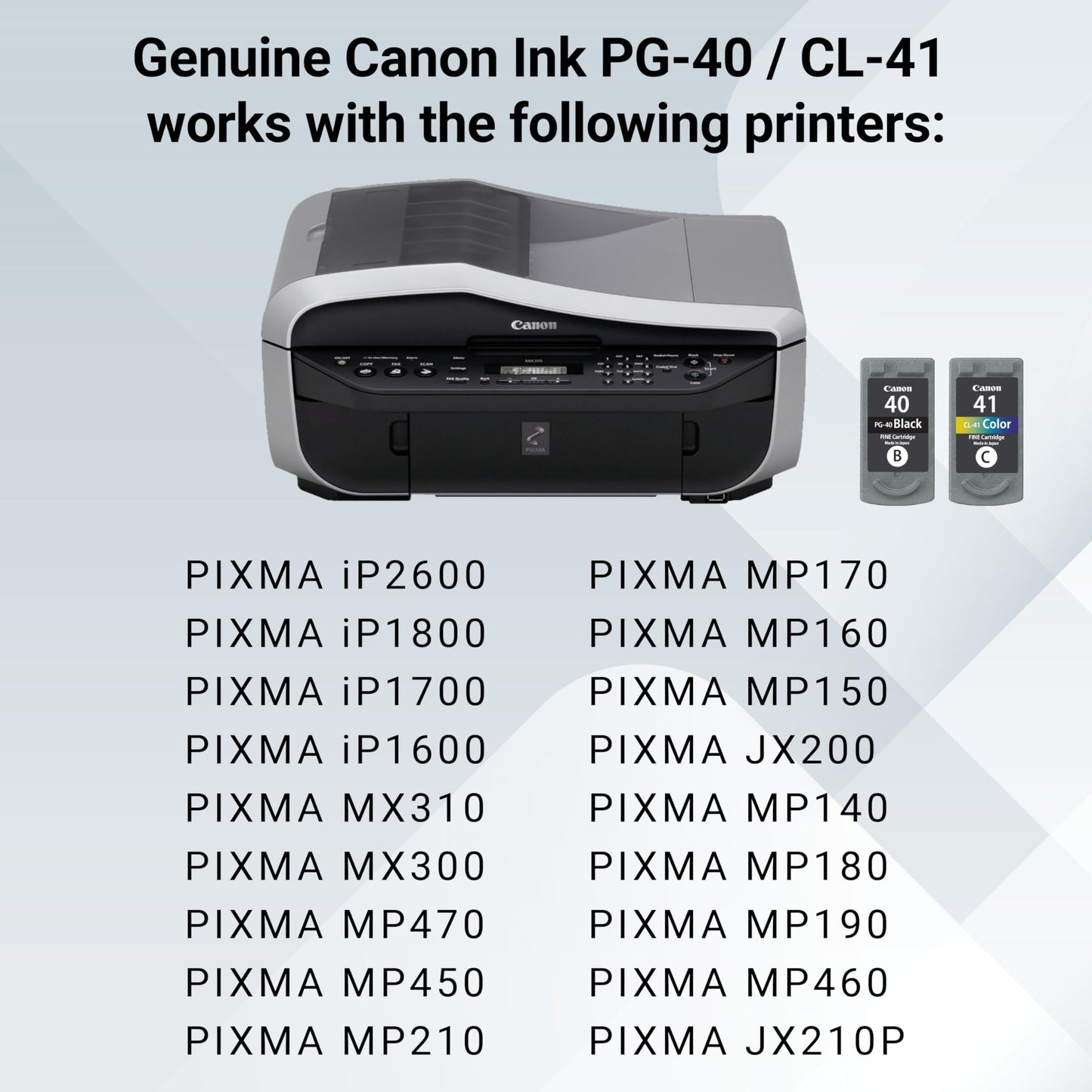 Canon PG-40/CL-41 Genuine Black Ink and Color Cartridge Value Pack with 50-Sheet Photo Paper, Compatible with iP2600/1800/1700/1600, MX310/300