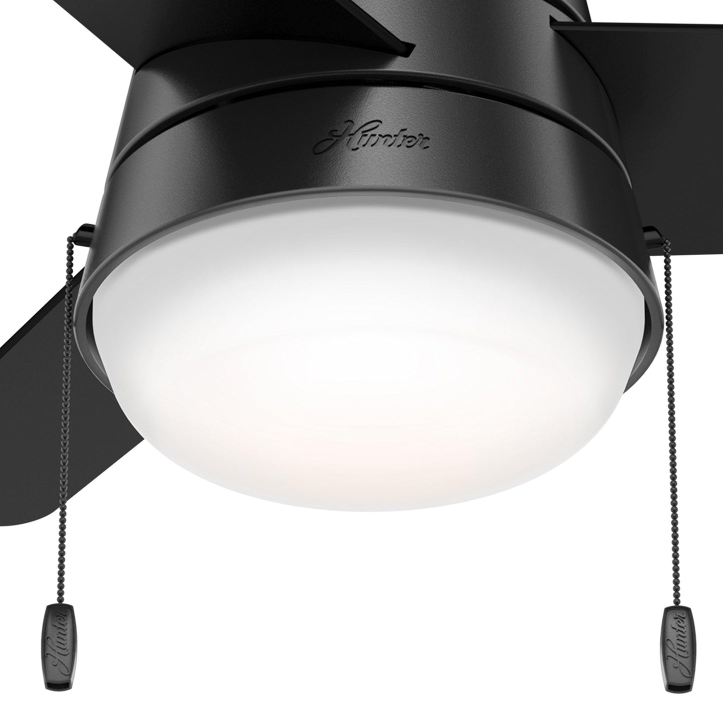 Hunter Fan 36 Inch Matte Black Indoor Ceiling Fan with Light and Pull Chain for Bedroom, Kitchen, Living Room (Renewed)
