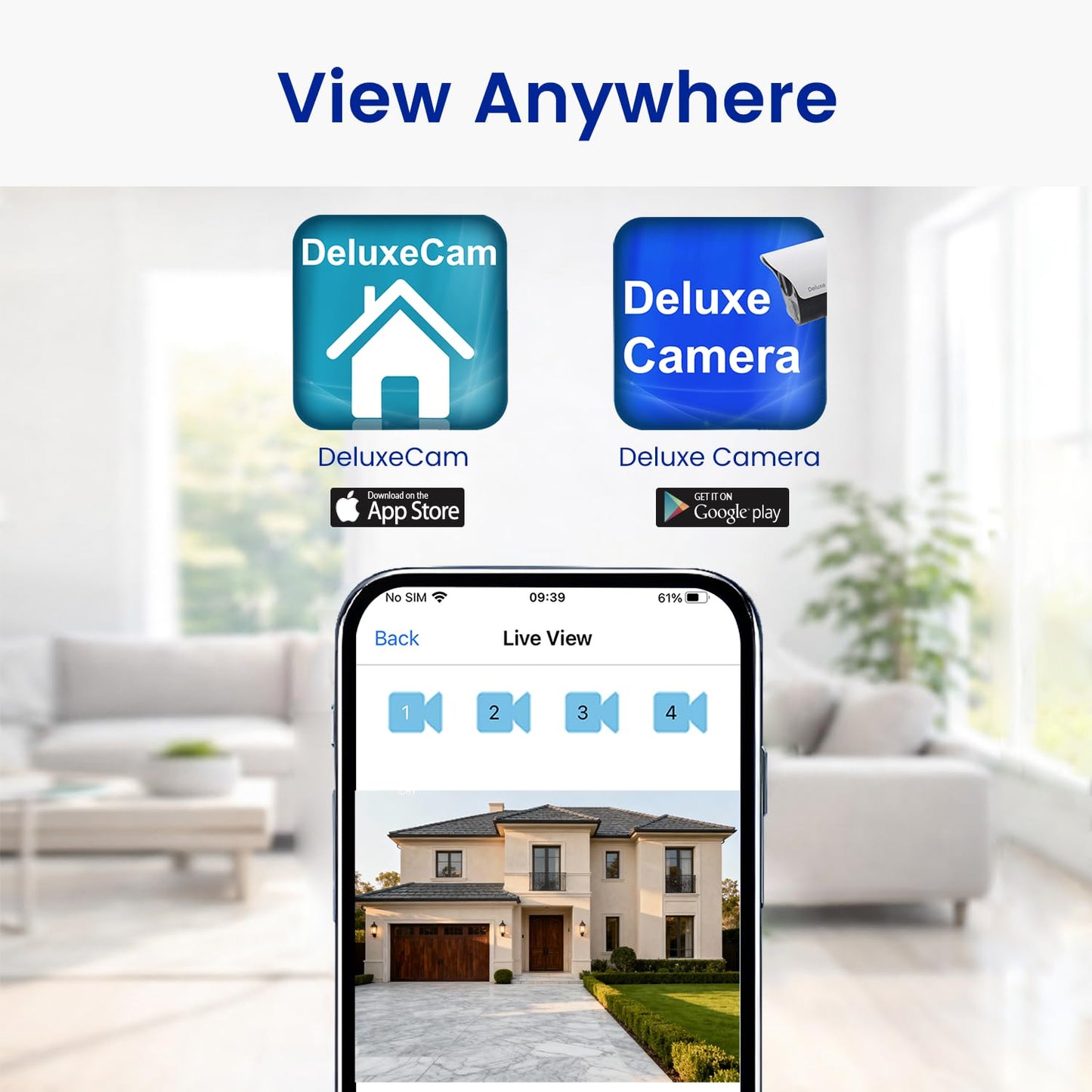 CasaCam Guardiancam Deluxe | 4-Channel Wireless Security Camera System with 10.1" Touchscreen Monitor & 2 1080p Cameras | Longer Range, Two-Way Audio