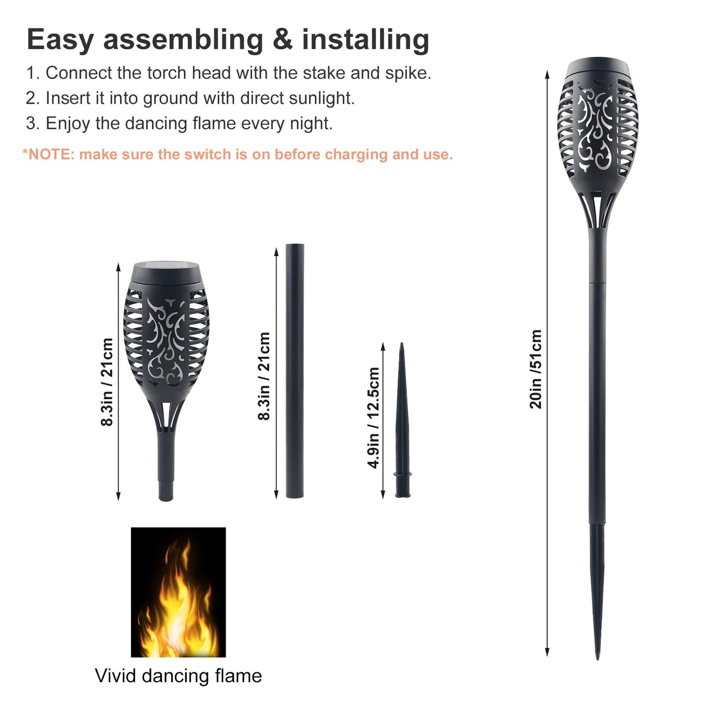 Permande 16 Pack Upgraded Solar Lights Outdoor, Mini Solar Torch Lights with Flickering Flames, Waterproof Landscape Decoration Dancing Flame Lights