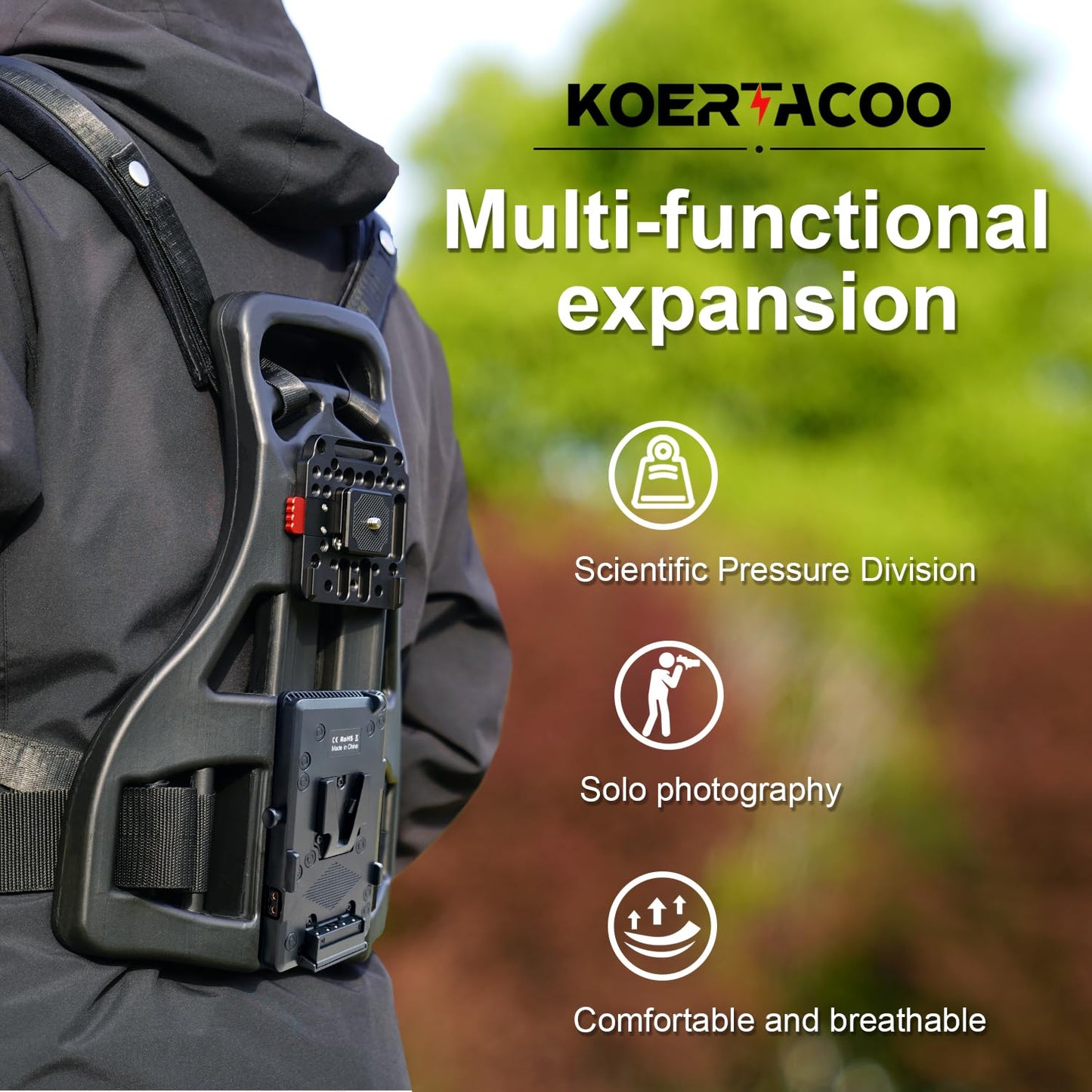 KOERTACOO Video Outdoor Live Broadcast Power Backpack Vest Mobile Outdoor Clip Pusher, V-Mount Battery Clip Power Output Power Supply, Suitable