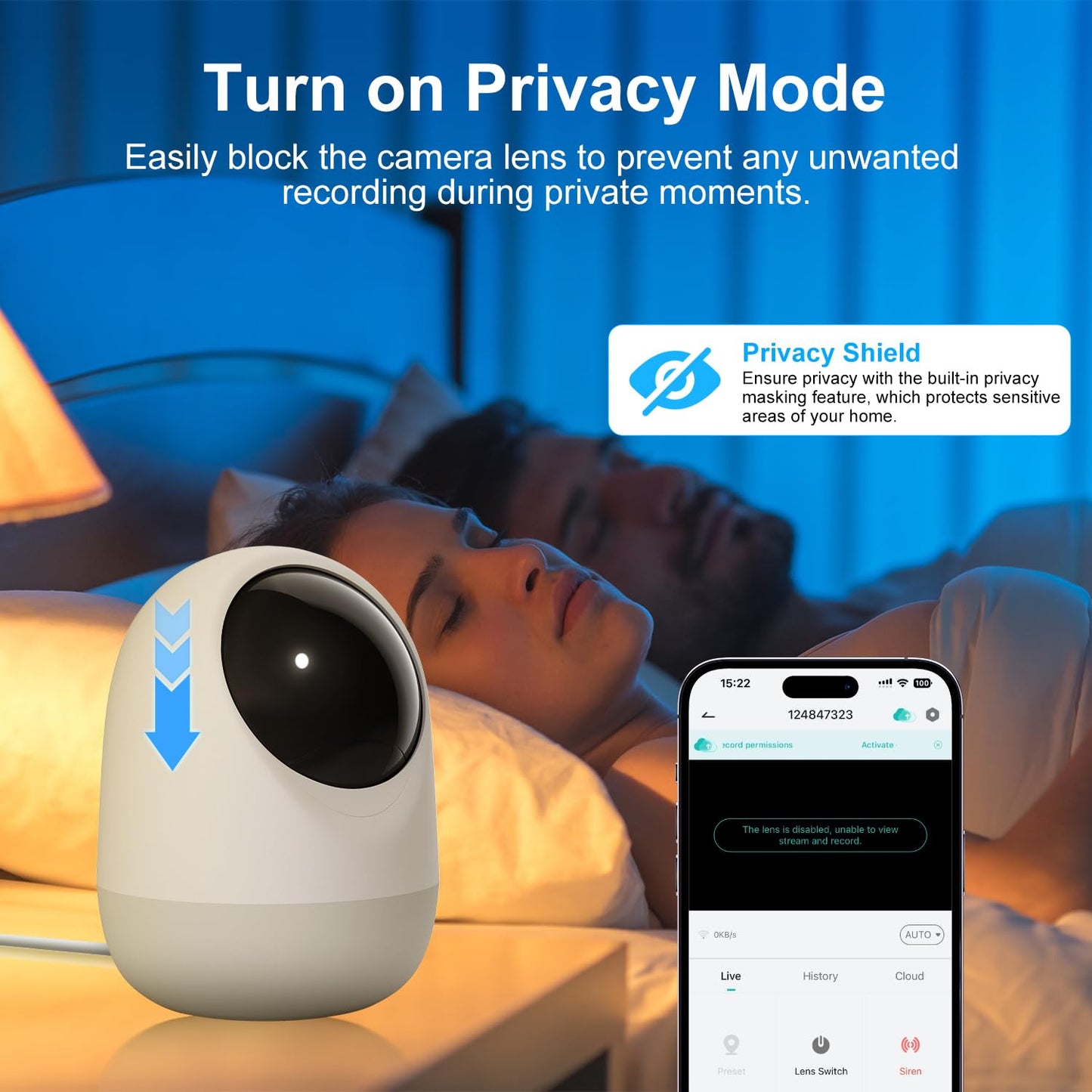 Indoor Security Camera, 5&2.4Ghz WiFi Cameras for Home Security, Pet/Baby Motion/Sound Detection, Auto Tracking, 2-Way Audio, Siren, Compatible