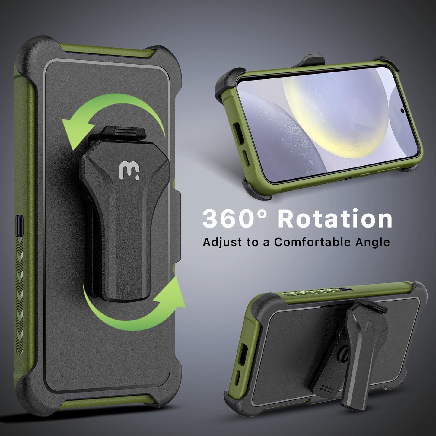 M MYBAT PRO for Samsung Galaxy S24 Ultra Case with 360° Rotating Stand