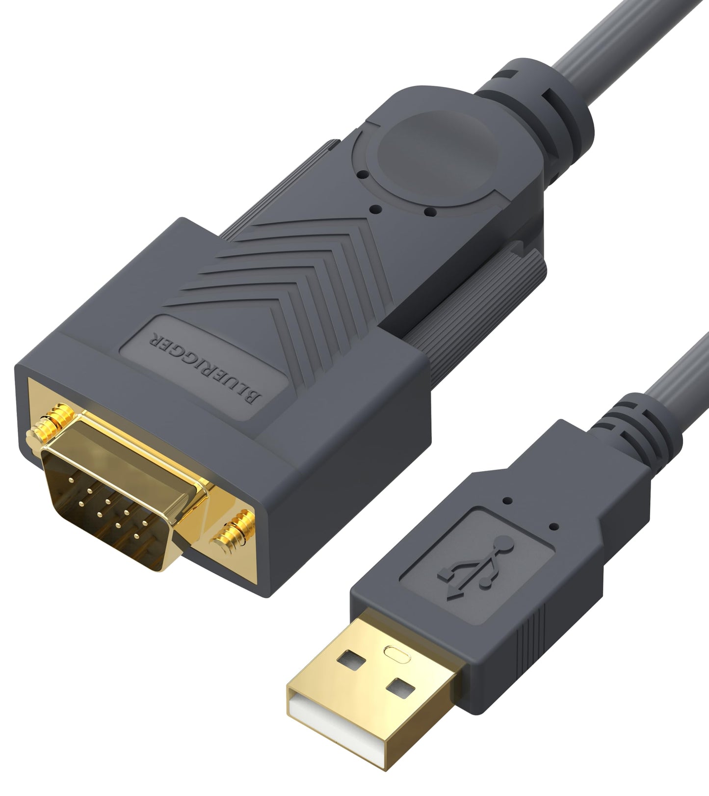 BlueRigger USB to RS232 Serial Adapter Cable (10FT, USB 2.0 to DB9 Male, 480Mbps, Console Cable, 9-pin Serial Port) - Compatible with Windows, Mac
