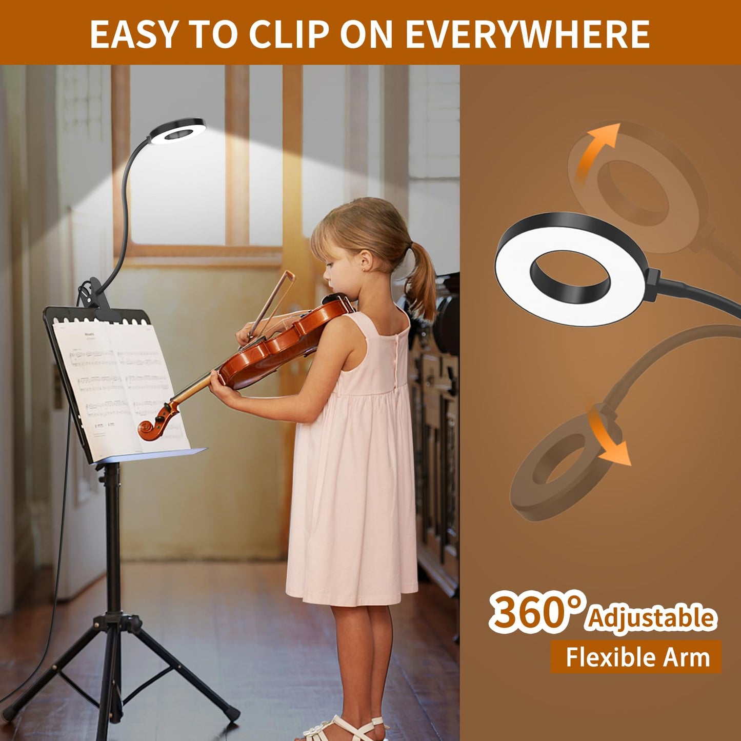 iZELL Desk Lamp, [3 Color Modes & 10 Brightness] LED Reading Light with Clamp, Silicone Flexible Arm Book Light for Kids Reading Book in Bed at Night