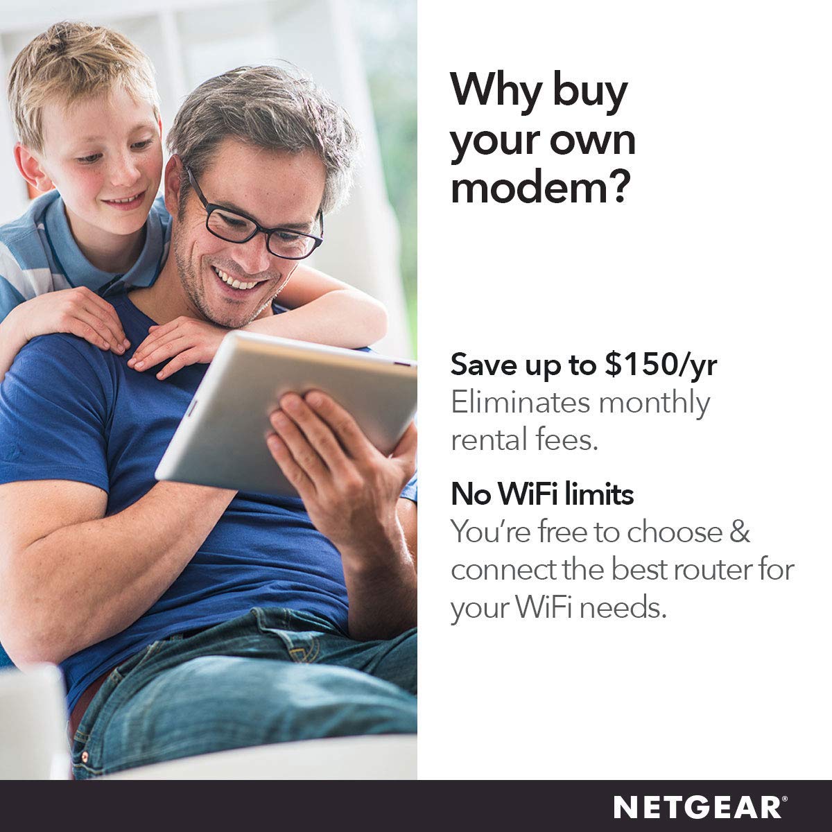 NETGEAR Cable Modem CM700 - Compatible with All Cable Providers incl. Xfinity, Spectrum, Cox | for Cable Plans up to 800Mbps | DOCSIS 3.0