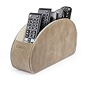 Londo Remote Control Holder with 5 Pockets - Store DVD, Blu-Ray, TV, Roku or Apple TV Remotes - Italian Genuine Leather with Suede Lining - Slim