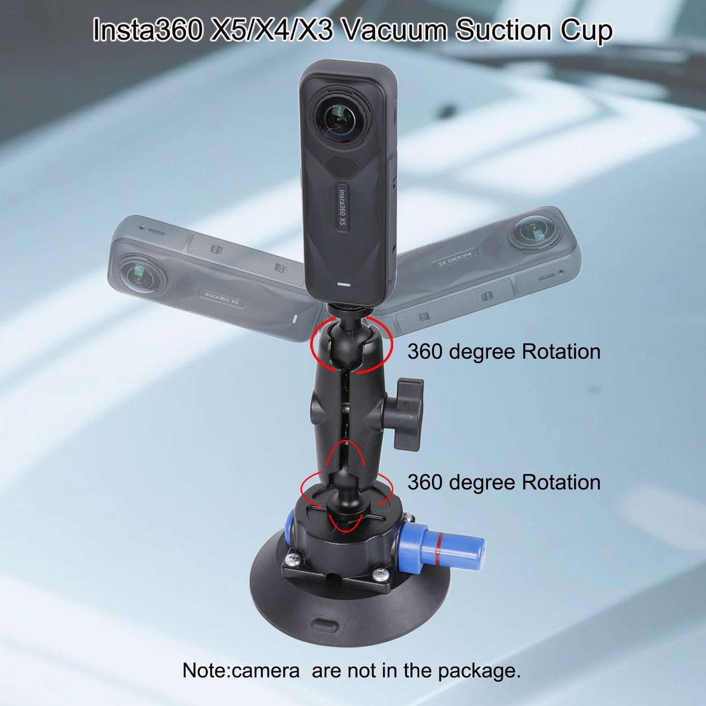 PellKing Camera Air Pump Vacuum Suction Cup Handlebar Mount Kit Compatible with Insta360 X5/X4/X3/GoPro 13/12/11/10/9,with 360° Rotation Function