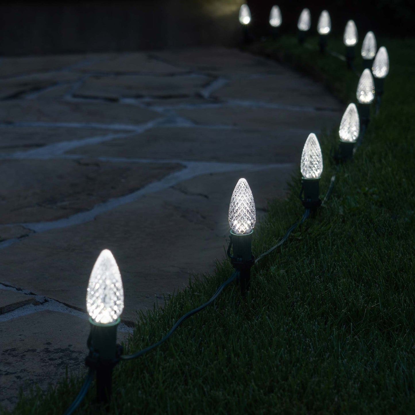 Wintergreen Lighting 25 Pack OptiCore LED C9 Cool White Christmas Light Bulbs - Premium Shatterproof C9 LED Christmas Replacement Bulbs, E17