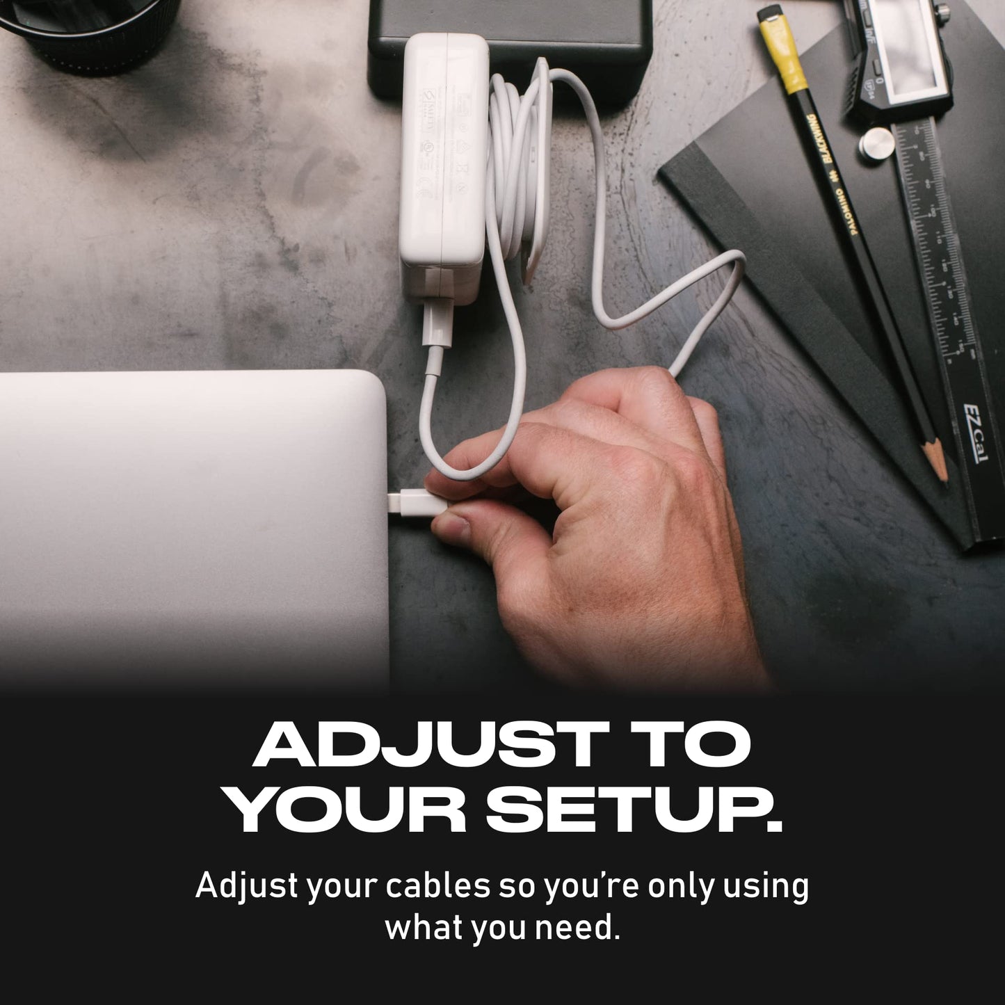Fuse Reel The Side Kick Collapsible Charger Organizer With USB-C Right Angle Adapter Compatible with MacBook and PC charging cords and adapter cable