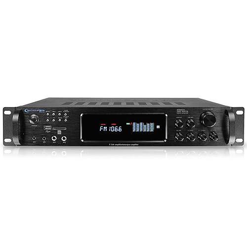 Technical Pro 1500 Watt Multi-Channel Bluetooth Home Stereo Digital Hybrid Amplifier with USB and SD Inputs, 2 Mic Inputs, AM/FM Digital Tuner