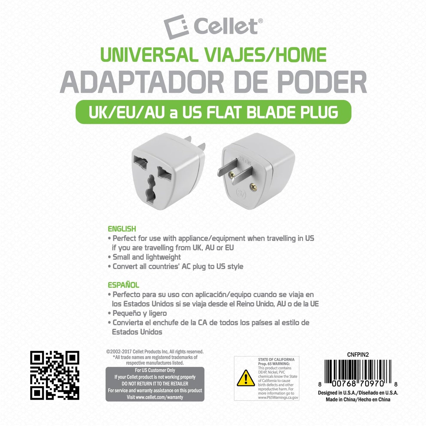 Cellet Universal Travel Adapter: Seamless Plug Conversion for International Travelers AC Wall Power Adapter to Convert China, UK, AU, EU & Other…