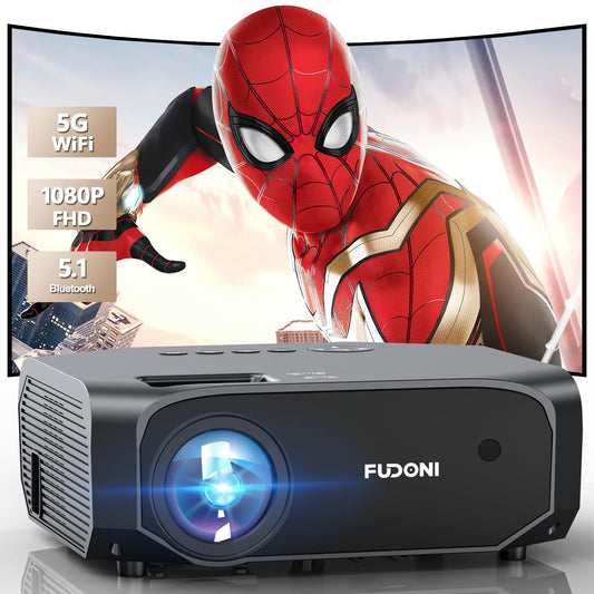 FUDONI Projector, 18000L Projector with 5G WiFi and Bluetooth Native 1080P 4K Support, Outdoor Movie Projector with Screen, Portable Home Theater