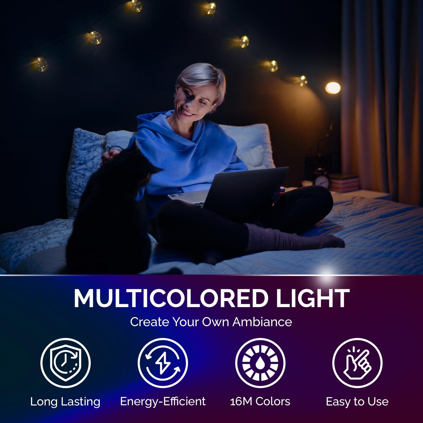 Flux WiFi Smart LED Light Bulb - Compatible with Alexa, Google Home Assistant & IFTTT - Smartphone Controlled Multicolored Color Changing Lights