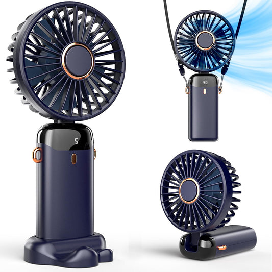 Koonie Handheld Fan, 5 Speeds, 8H Battery, 90° Tilt, Rechargeable, Blue