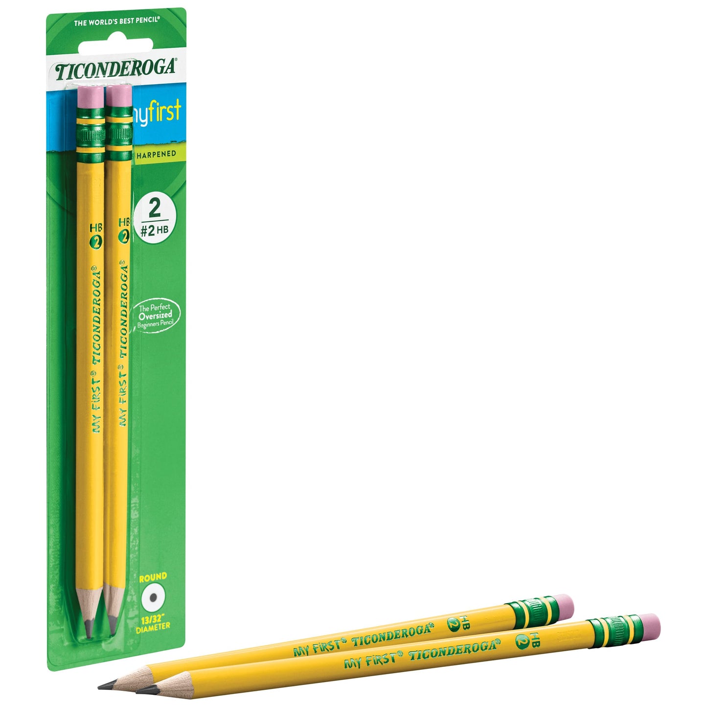 Ticonderoga My First Wood-Cased Pencils, 2 HB Soft, Pre-Sharpened, Yellow, 2 Count