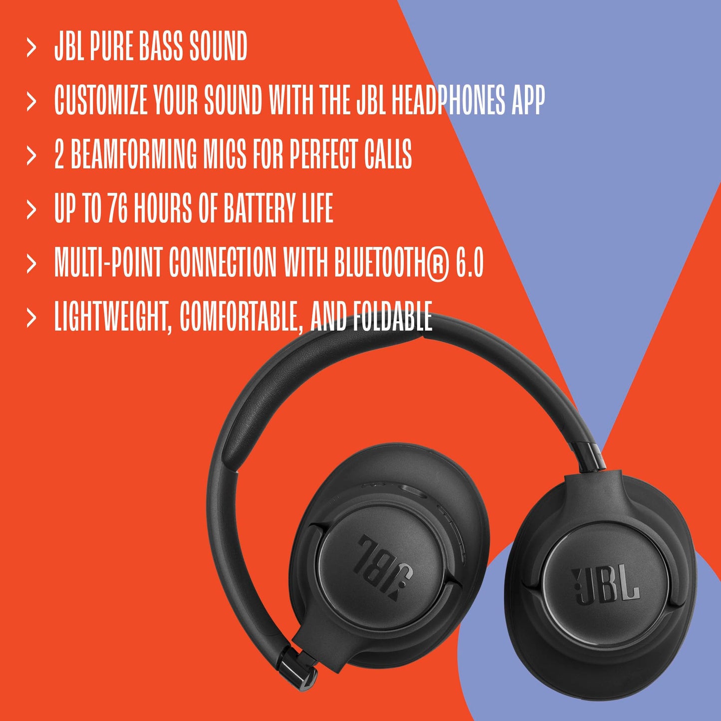JBL Tune 730BT - Wireless Over-Ear Headphones - Blue
