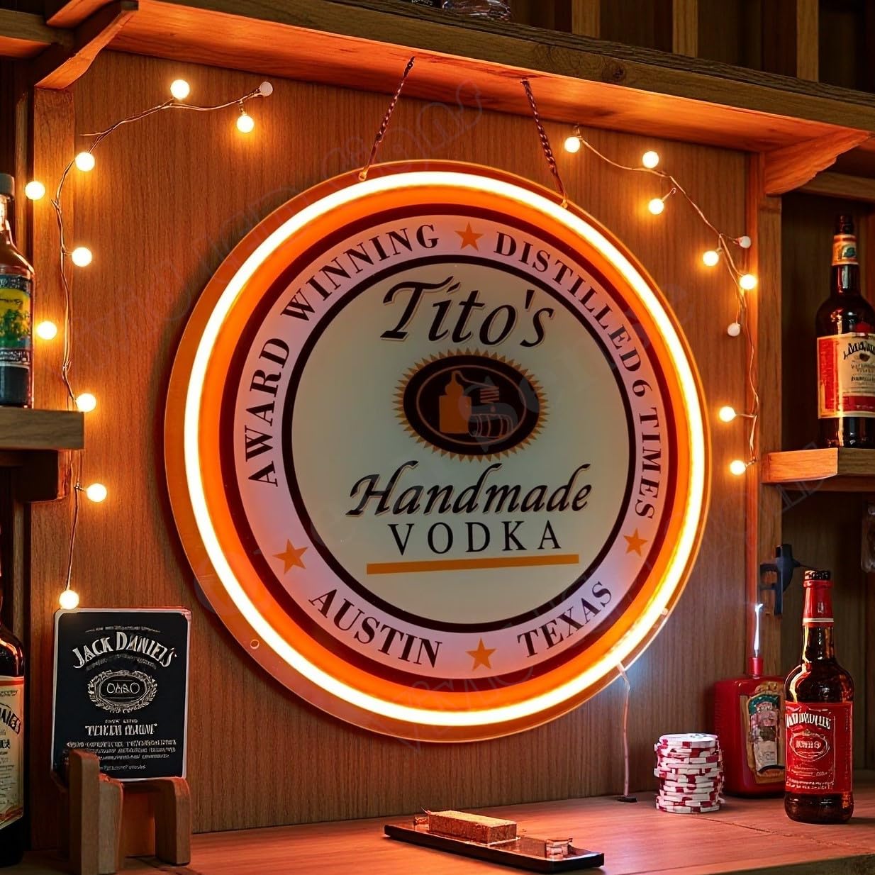 Queen Sense 16"x16" Handmade Vodka LED Neon Sign for Man Cave USB Powered Dimmable LED Signs Light BH1351