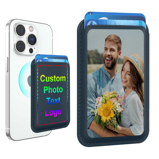 Yakify Custom Magnetic Wallet Card Holder for iPhone 17/16/15/14/13/12 Series with Photos Texts Personalized Slim RFID Leather Phone Wallet Customized