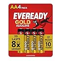 Eveready Gold Alkaline Batteries AA, 4-Count