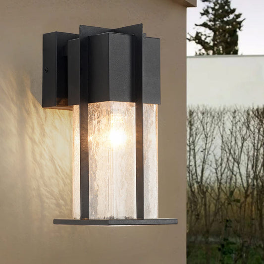 ZEGOLAER Outdoor Wall Light Fixtures with Crack-Like Glass Shade, Modern Outdoor Wall Sconce Exterior Light Fixture IP65 Waterproof, Front Porch Light