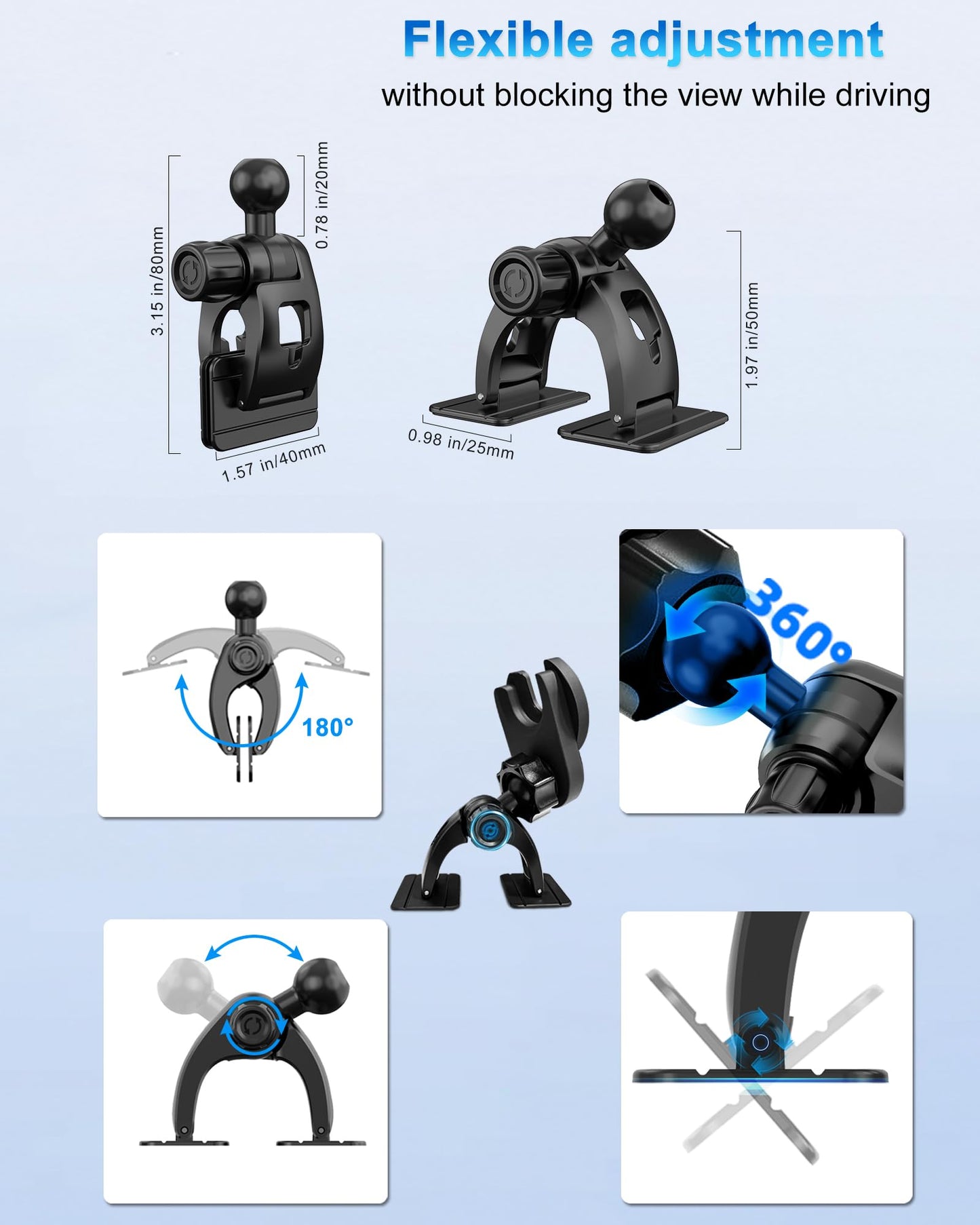 JCTRIWAY Car Phone Holder for Pop Socket, Dashboard Socket Grip Car Mount Dual Adhesive Base for Any Surfaces, Dash Sockets Phone Mount for Car, Works