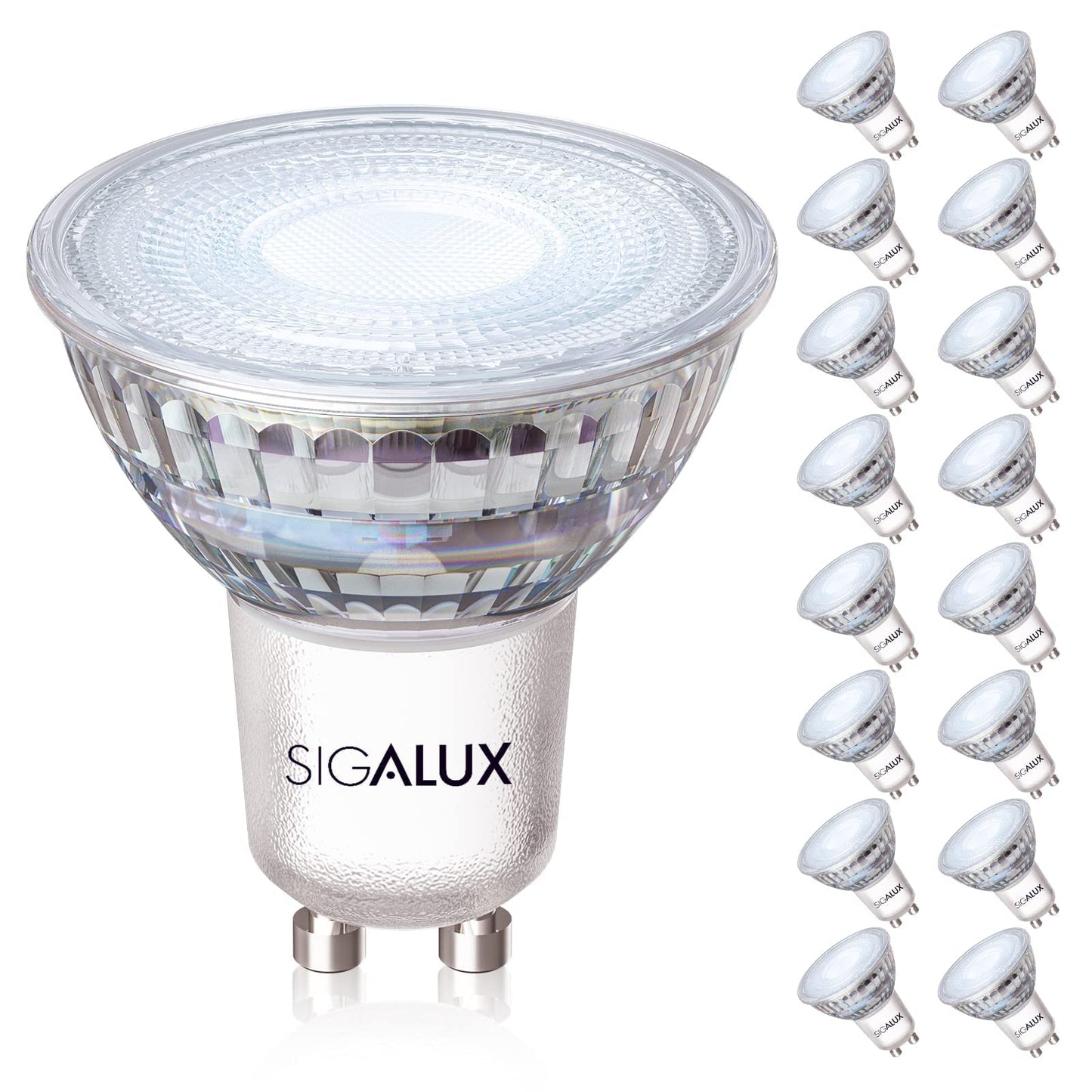 Sigalux GU10 LED Light Bulbs, Dimmable 5000K Daylight White Natural Light, 4.5W 450LM, MR16 LED Bulb Equivalent 50W Halogen Replacement, 35 Degree
