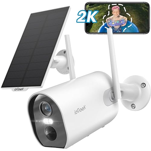 ieGeek Security Cameras Wireless Outdoor, 2K Solar Camera Security Outdoor with Spotlight & Siren, AI Detection Wireless Cameras for Home Security