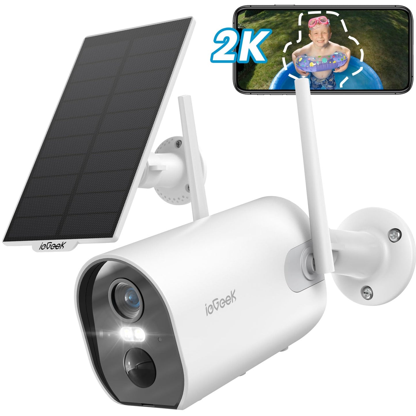 ieGeek Security Cameras Wireless Outdoor, 2K Solar Camera Security Outdoor with Spotlight & Siren, AI Detection Wireless Cameras for Home Security