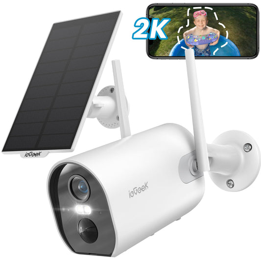 ieGeek Security Cameras Wireless Outdoor, 2K Solar Camera Security Outdoor with Spotlight & Siren, AI Detection Wireless Cameras for Home Security