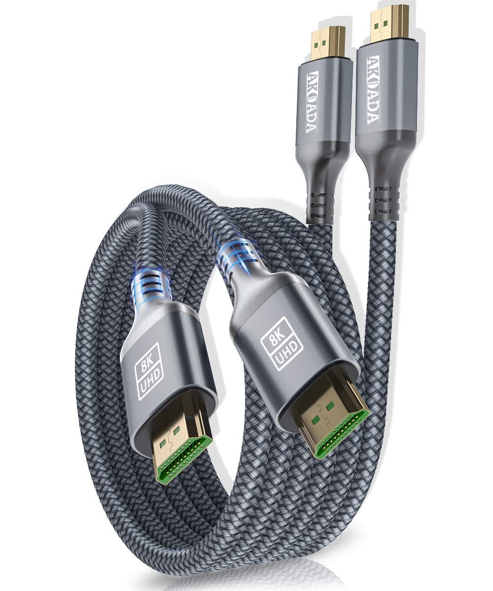 RayLove 2 Pack 8K HDMI Cable 10ft, Ultra HD HDMI 2.1 Cable Support High Speed 48Gbps 8K@60Hz, 4K@120Hz, Dynami HDR, Ear Compatible with Newet Apple