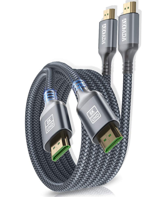 RayLove 2 Pack 8K HDMI Cable 10ft, Ultra HD HDMI 2.1 Cable Support High Speed 48Gbps 8K@60Hz, 4K@120Hz, Dynami HDR, Ear Compatible with Newet Apple