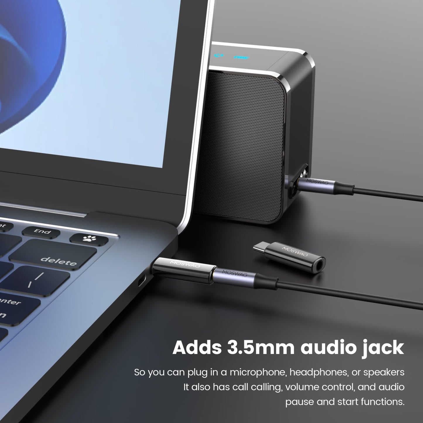MOSWAG USB C to 3.5mm Audio Headphone Adapter, Typc C to 3.5mm Aux Adapter Zinc Alloy Adapter Compatible with iPhone 15 Plus/15 Pro Max Samsung