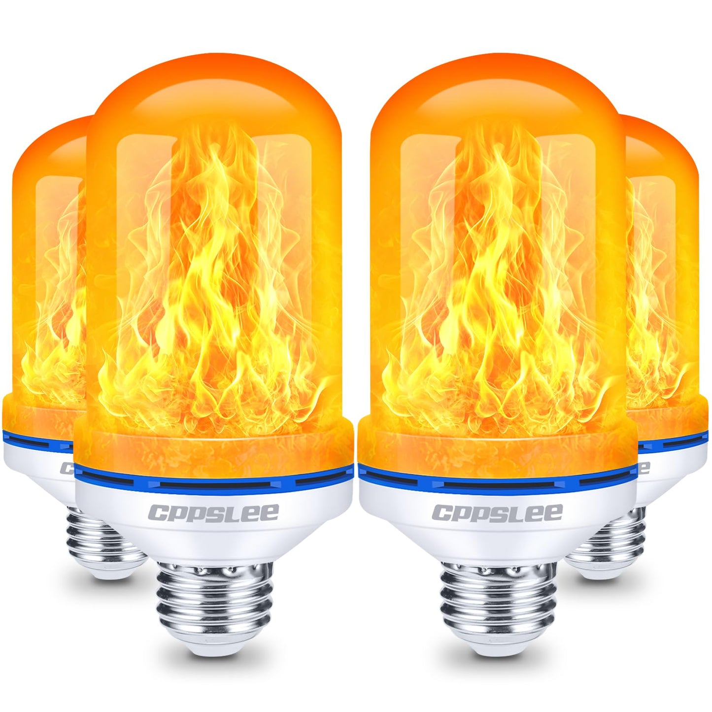 CPPSLEE Upgraded Flame Light Bulbs, 4 Modes Flickering Light Bulbs, E26 Base Fire Flame Bulb for Halloween Decorations Outdoor, Christmas Lights Patio