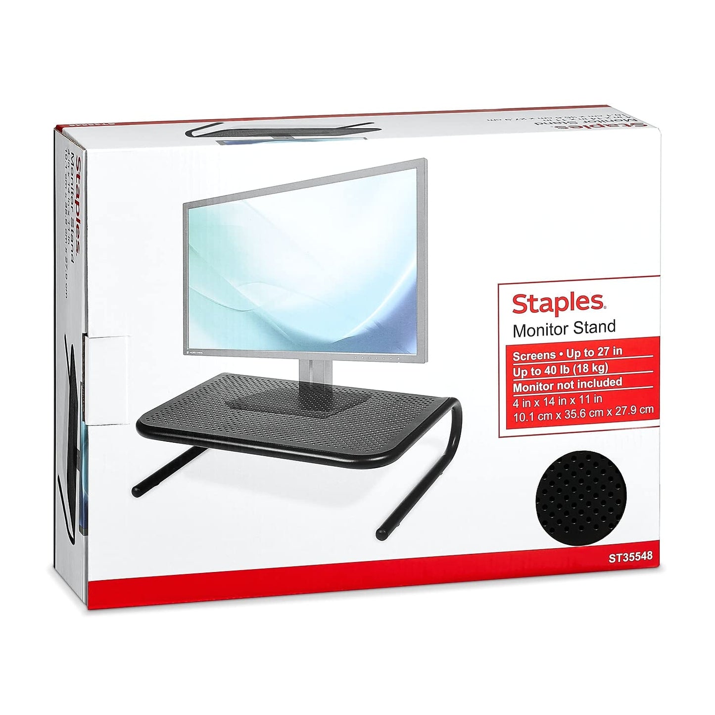 Staples Standard Steel Monitor Stand - Desktop Riser for Monitors, Laptops & Office Workstations, Black