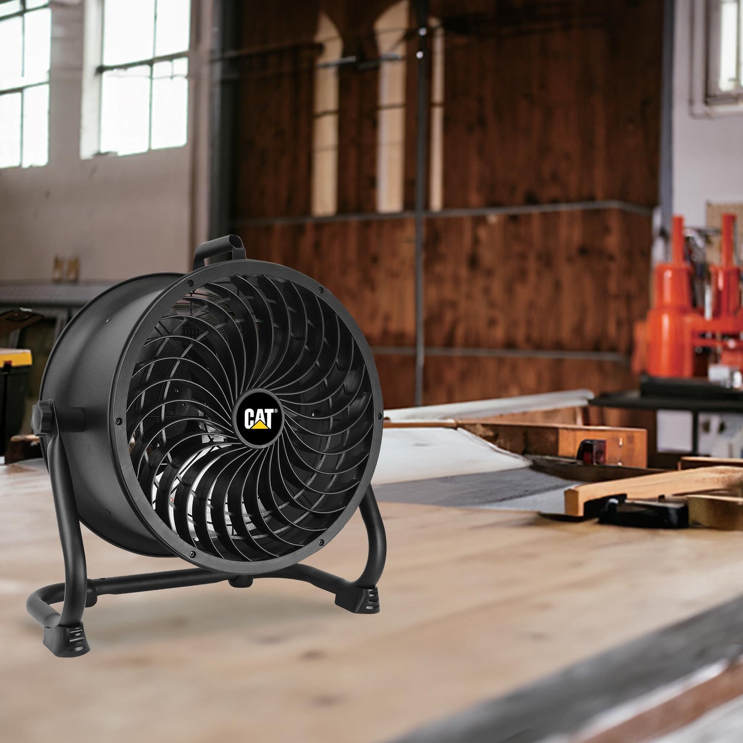 CAT fans - 14”-Blade High-Velocity Drum Fan Heavy Duty Industrial Grade (Black, 2-in-1): 2,300 CFM, 4-Speed, 360 Degree Adjustable Drum Head, Dual