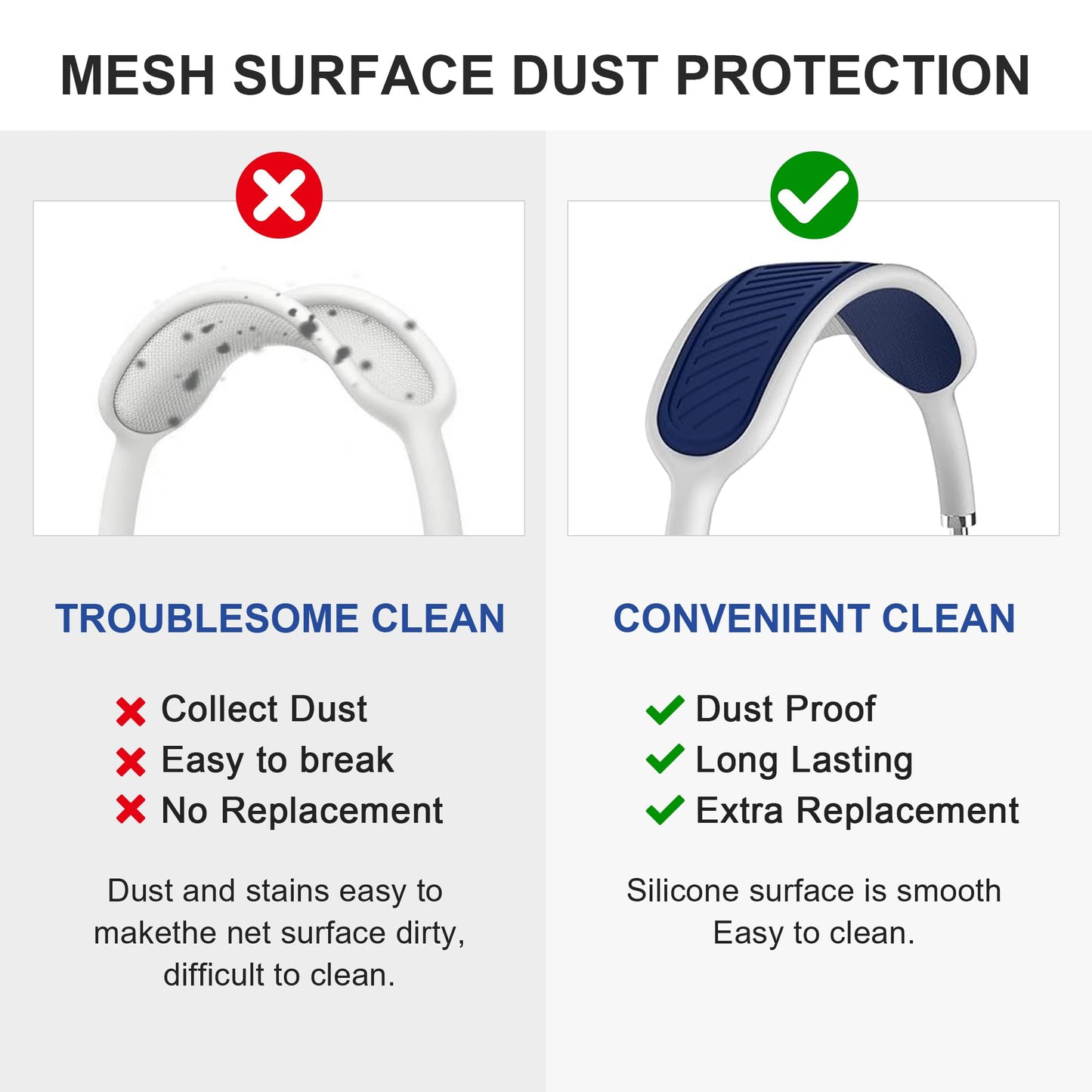 Silicone Headband Cover Replacement Headband Cushion Washable Head Top Pad Protector Compatible with Apple AirPods Max Headphones Soft & Comfort