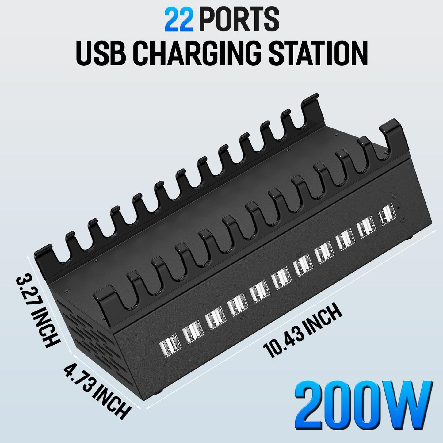 Charging Station for Multiple Devices, 200W 22 Port USB Power Charger Block for iPhone iPad Cell Phone Tablets, Multiple USB Power Strip for Home