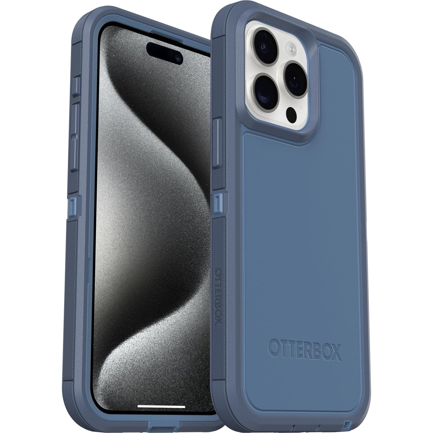 OtterBox iPhone 15 Pro Max Defender Series XT Case - Baby Blue Jeans (Blue), Screenless, Snaps to MagSafe, Lanyard Attachment, Tough & Durable iPhone
