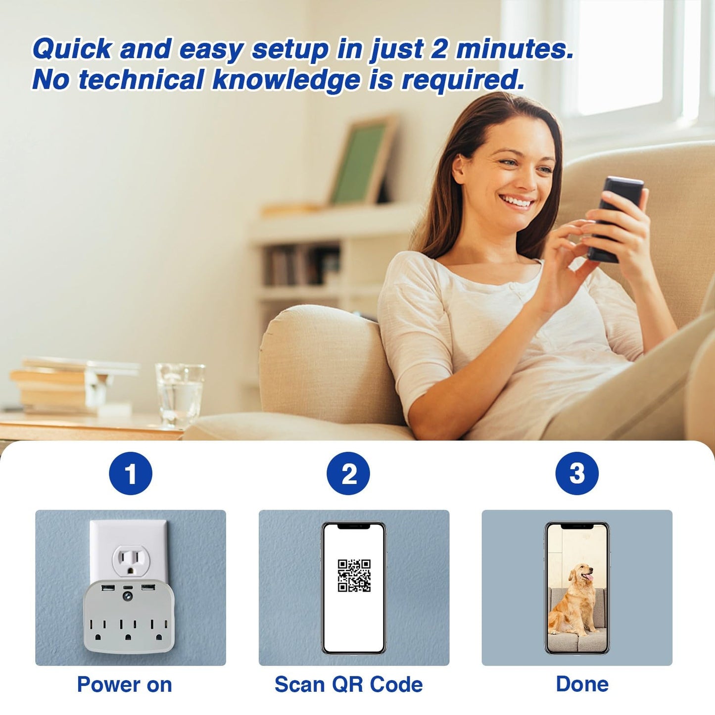 XXAXX 4K Ultra HD WiFi Cam Camera on Wall Plug, Wireless Indoor Cam Nanny Cameras, Phone App, Motion Detection, Alarm Notification, SD Card Slot