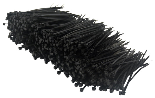 Pro Tie Ultra Light Duty, Self-Locking Nylon Cable Wire Ties for Indoor and Outdoor Use | 4-Inch, 18 lbs. Tensile Strength, UV Black Nylon, 100-Pack