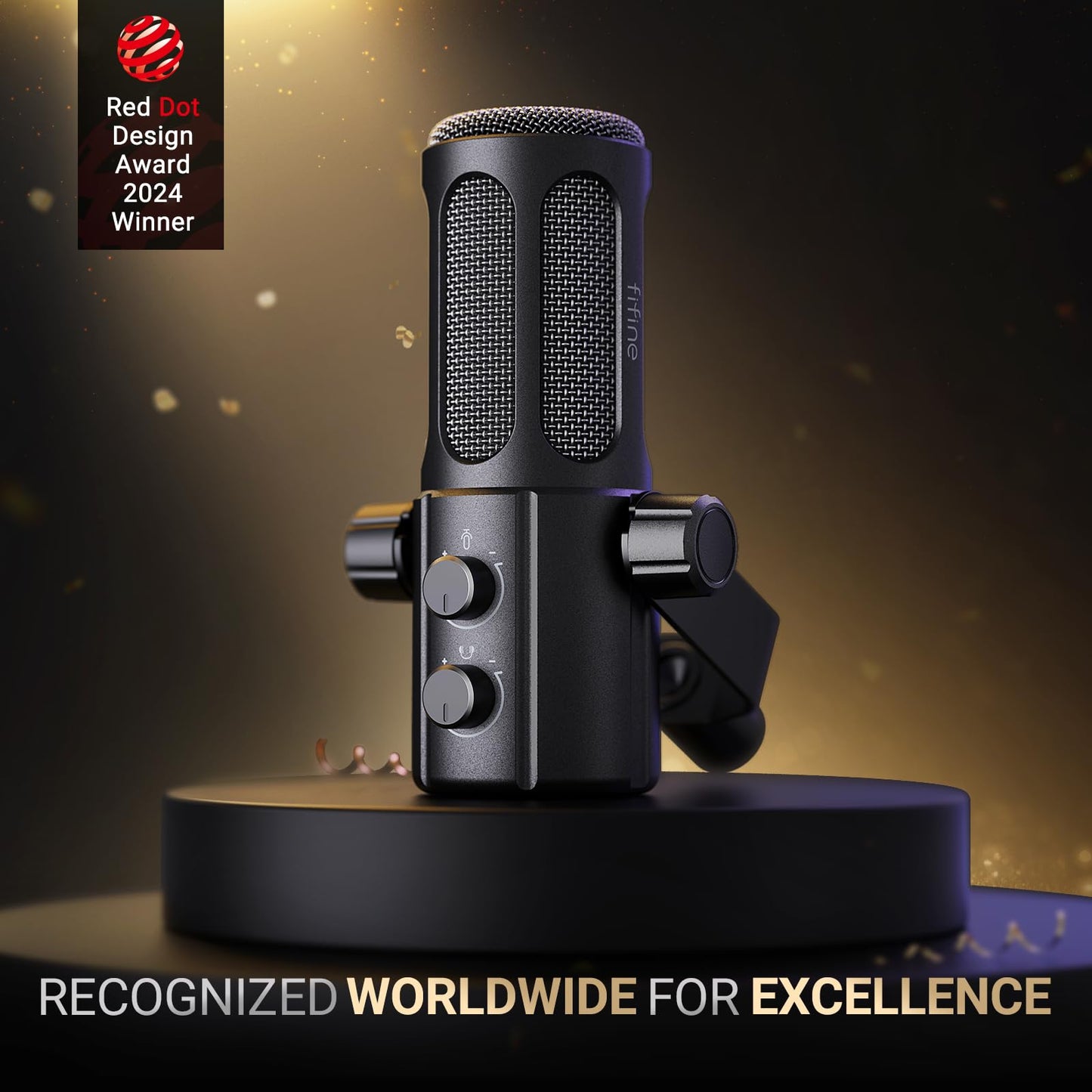 FIFINE Podcast Microphone, USB/XLR Vocal Dynamic Microphone for Streaming, Recording, Broadcast, Content Creator, Studio Microphone for PC with Mute