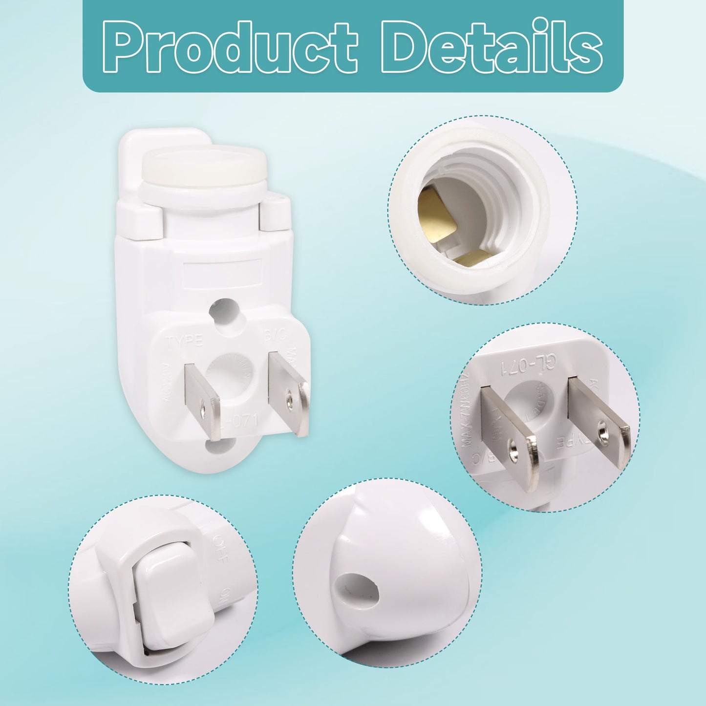 Deridi Plug in Night Light Module Socket with ON/Off Switch with Shade Mounting Clip for Decoration for Your Night Light (10Pack)
