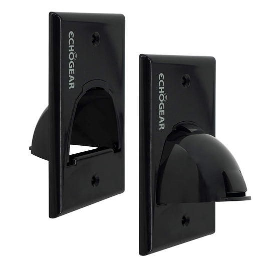 ECHOGEAR Black in Wall Cable Hider - Single Gang Pass Through Pair with Drywall Brackets Included - Manage & Conceal 8 Low Voltage Cords - Quick