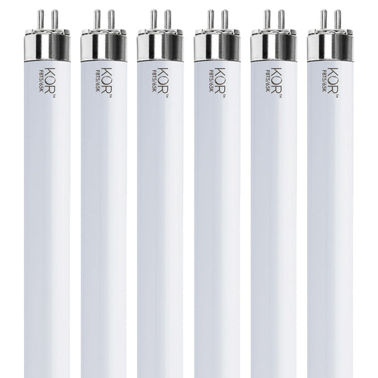 KOR F8T5 12" Fluorescent Tube Light Bulbs, 8W, 6500K Daylight, 6-Pack
