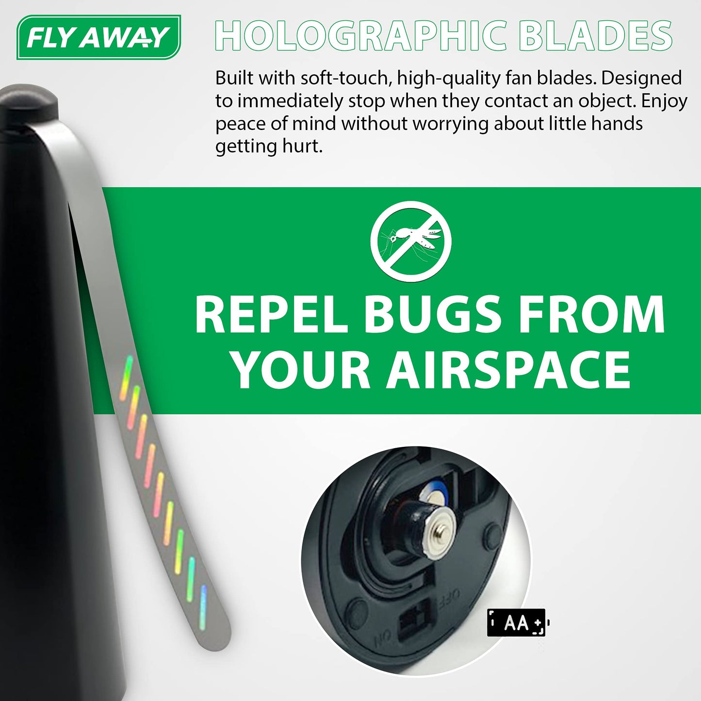 Fly Away - 2 Pack Outdoor Fly Repellent Fan, Outside or Inside Table use, Restaurant, Barbeque, Events, Deter Flies, Wasps, Bees, Other Moscas
