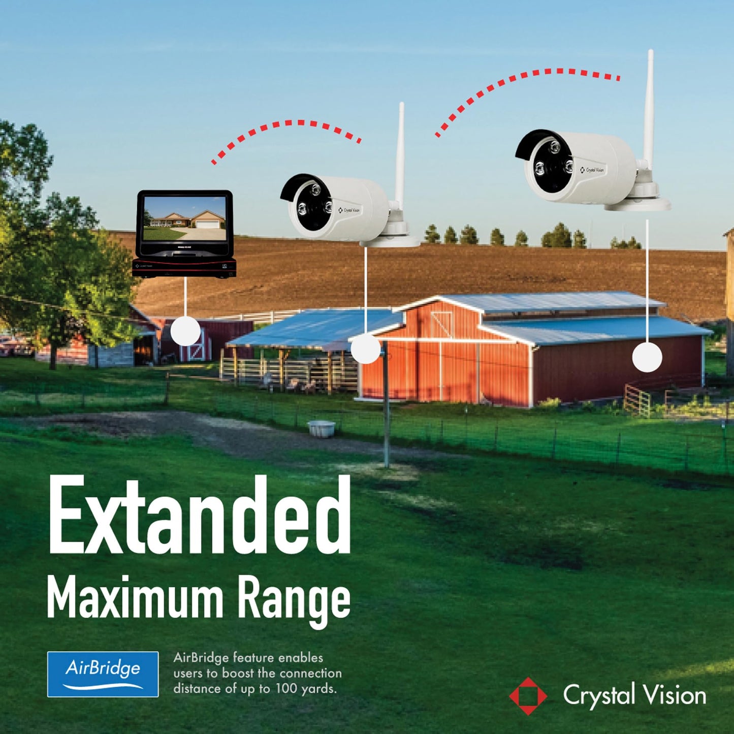 (2026 Upgraded Ver.) [8CH] Crystal Vision CVT804A-20WB All-in-One 1080P Full HD Wireless Surveillance System NVR CCTV w/Built-in Monitor & Router, 3MP