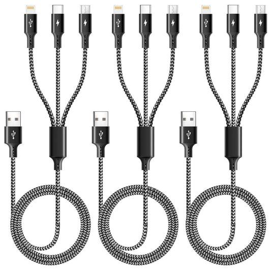 ASICEN 3 in 1 Multiple Charging Cord, Braided Multi Charger Cable USBC Charging Cable Universal USB Cable with Type C/Micro USB Port for Cell Phones…