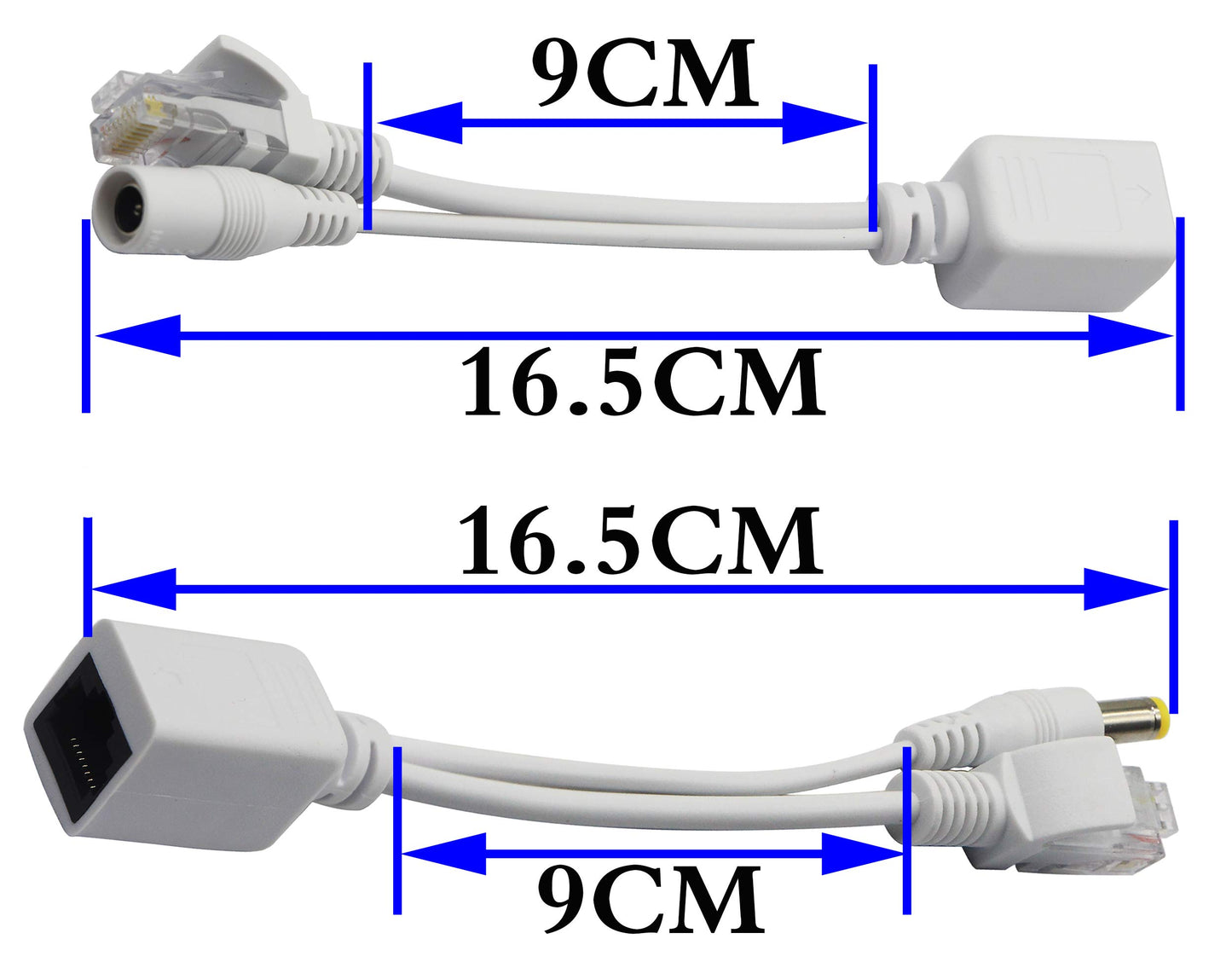 zdyCGTime Passive PoE Injector and PoE Splitter Kit with RJ45 Ethernet and Power via DC 5.5x2.1 mm F/M Adaptor Connector?White 4 Pairs
