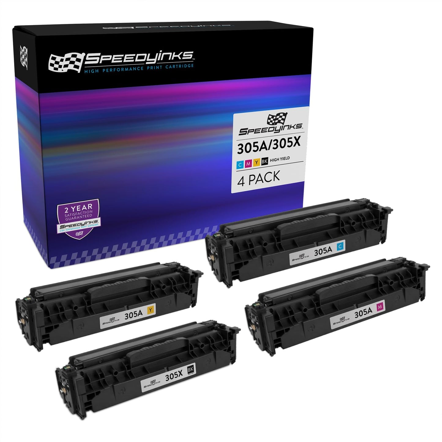SPEEDYINKS Remanufactured Toner Cartridge Replacement for HP 304A (Black, Cyan, Magenta, Yellow, 4-Pack) Compatible with Color LaserJet CM2320FXI